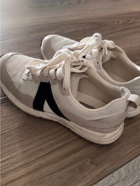 MIA Cream and Black Mesh Lace-Up Sneakers